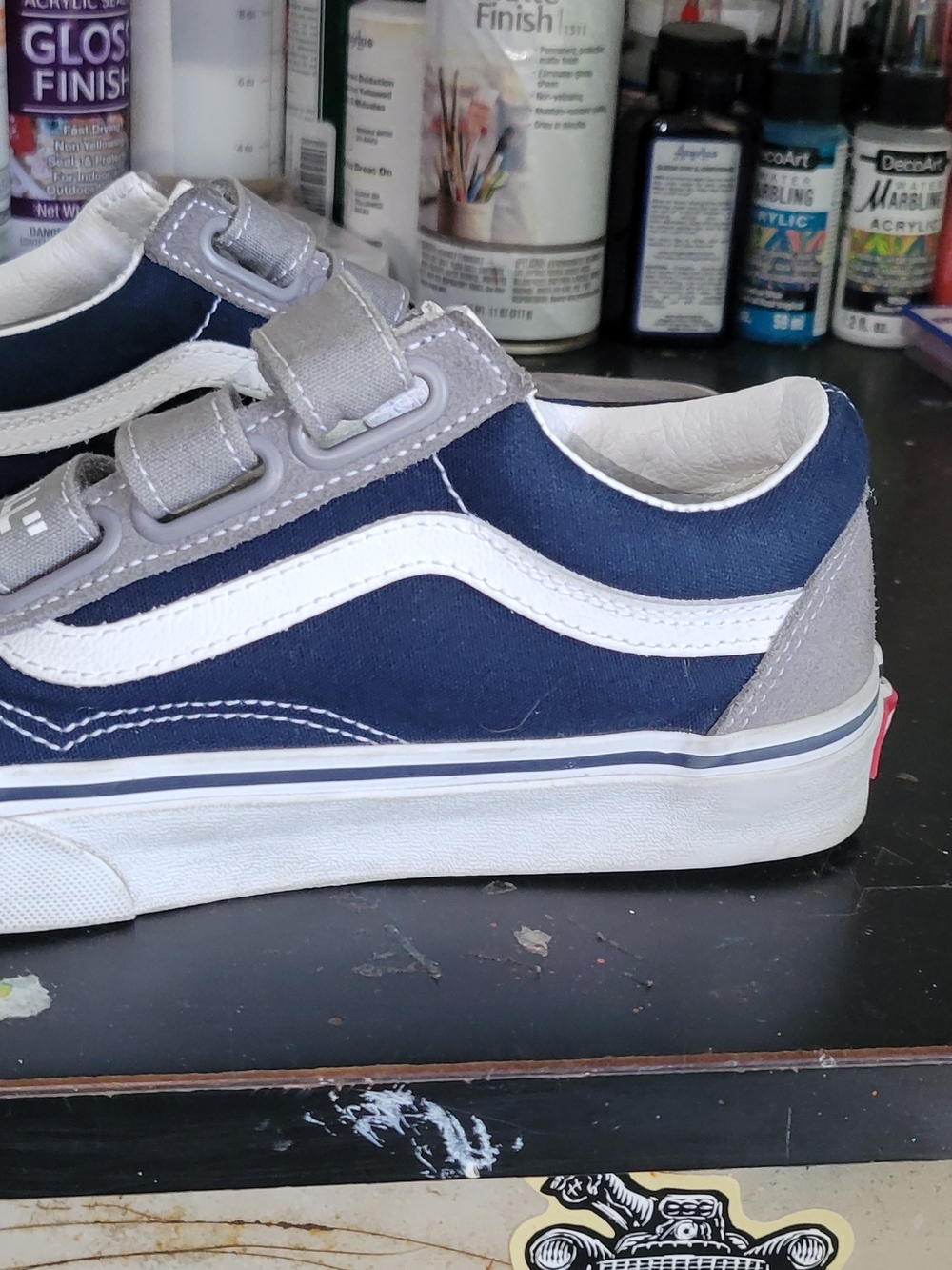 Vans Navy and Gray Velcro Skate Sneakers - Picture 2 of 8